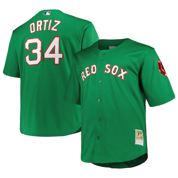 David Ortiz Boston Red Sox Big & Tall Cooperstown Collection Mesh Batting Practice Jersey - Kelly Green