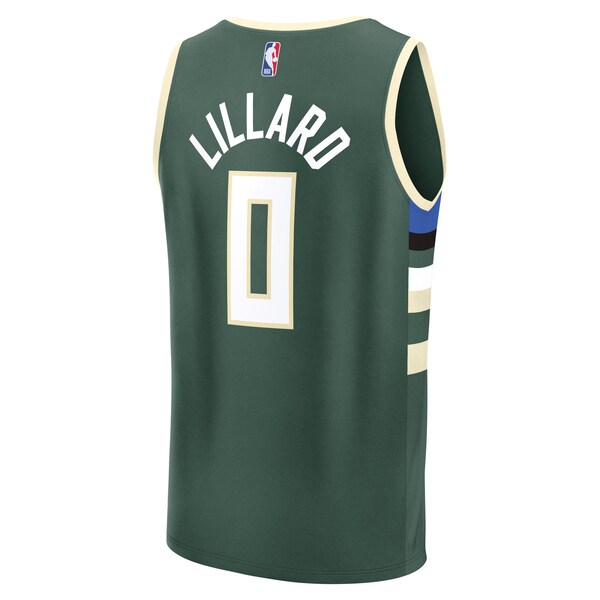 Damian Lillard Milwaukee Bucks Youth Fast Break Replica Player Jersey - Icon Edition - Hunter Green - Image 3