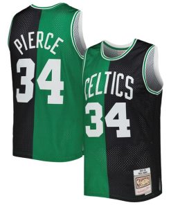 Alternative view of Paul Pierce Boston Celtics Hardwood Classics 2007/08 Split Swingman Jersey - Black/Kelly Green