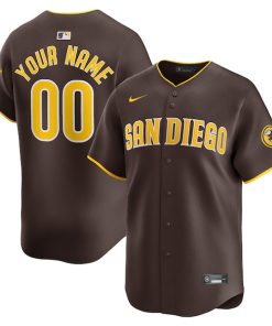 San Diego Padres Nike Away Limited Custom Jersey - Brown