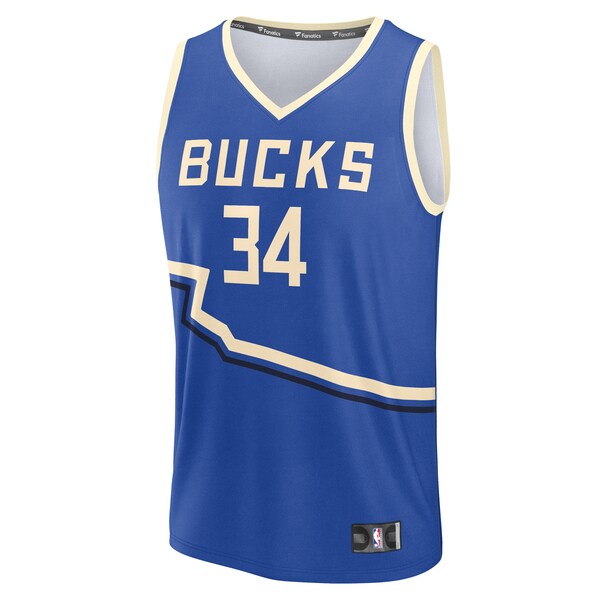 Giannis Antetokounmpo Milwaukee Bucks Youth 2024/25 Fast Break Player Jersey - City Edition - Royal - Image 2