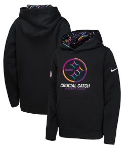Pittsburgh Steelers Nike Youth 2024 NFL Crucial Catch Pullover Hoodie - Black
