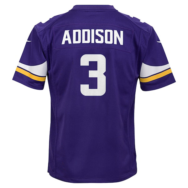 Jordan Addison Minnesota Vikings Nike Youth Team Player Game Jersey - Purple - Image 3
