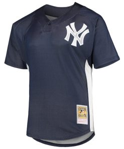 Alternative view of Derek Jeter New York Yankees Cooperstown Collection Mesh Batting Practice Button-Up Jersey - Navy