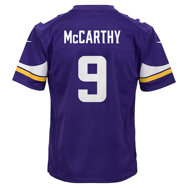 J.J. McCarthy Minnesota Vikings Nike Youth Team Player Game Jersey - Purple/White - Image 4