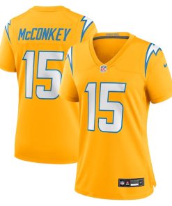 Ladd McConkey Los Angeles Chargers Nike Women's Alternate Charger Power Game Jersey - Gold/Powder Blue/Navy