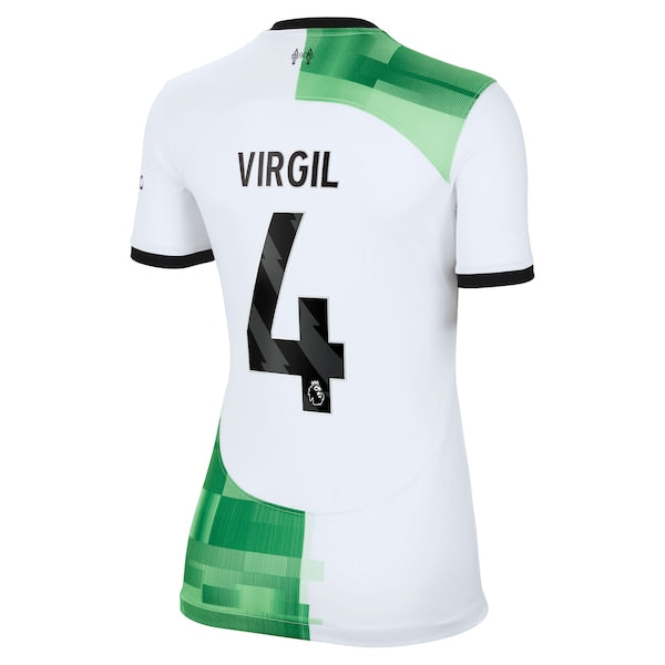 Virgil van Dijk Liverpool Nike Women's 2023/24 Away Replica Player Jersey - White/Red - Image 4
