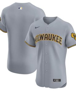 Milwaukee Brewers Nike Road Vapor Premier Elite Patch Jersey - Gray