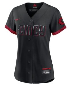 Alternative view of Cincinnati Reds Nike Women's 2023 City Connect Replica Jersey - Black