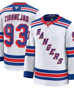 Alternative view of Mika Zibanejad New York Rangers  Away Premium Jersey - White/Navy/Blue
