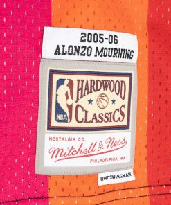 Alternative view of Alonzo Mourning Miami Heat Hardwood Classics 2005/06 Split Swingman Jersey - Black/Red