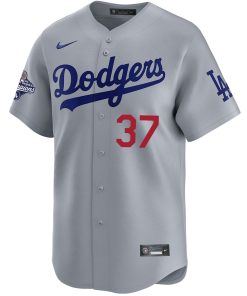 Alternative view of Teoscar Hern¨¢ndez Los Angeles Dodgers Nike 2025 World Series Champions Home Replica Jersey - Grey