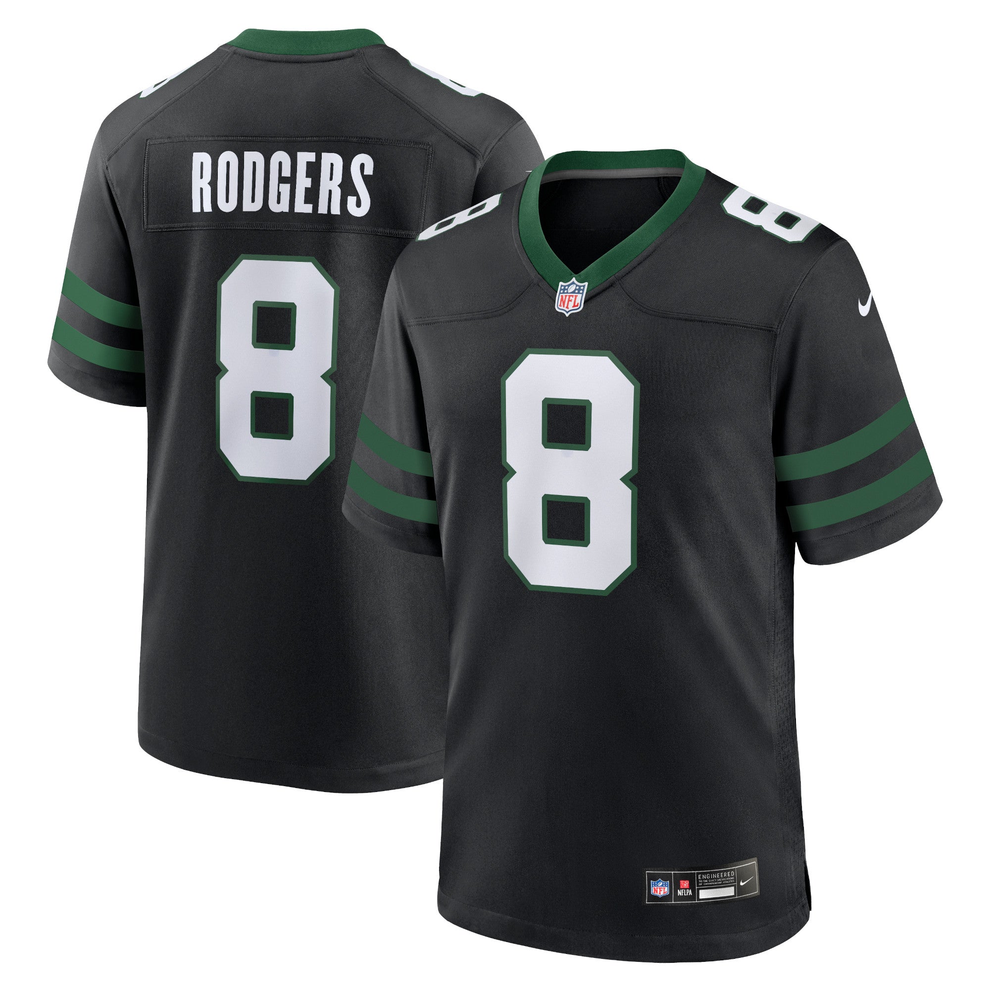 Aaron Rodgers New York Jets Nike Game Jersey - Legacy White/Black/Green - Image 7