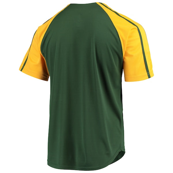 Oakland Athletics Stitches Button-Down Raglan Replica Jersey - Green - Image 3
