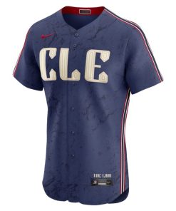 Alternative view of Jos¨¦ Ram¨ªrez Cleveland Guardians Nike City Connect Elite Jersey - Navy
