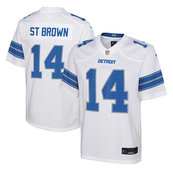 Amon-Ra St. Brown Detroit Lions Nike Youth Player Game Jersey - White - Image 2