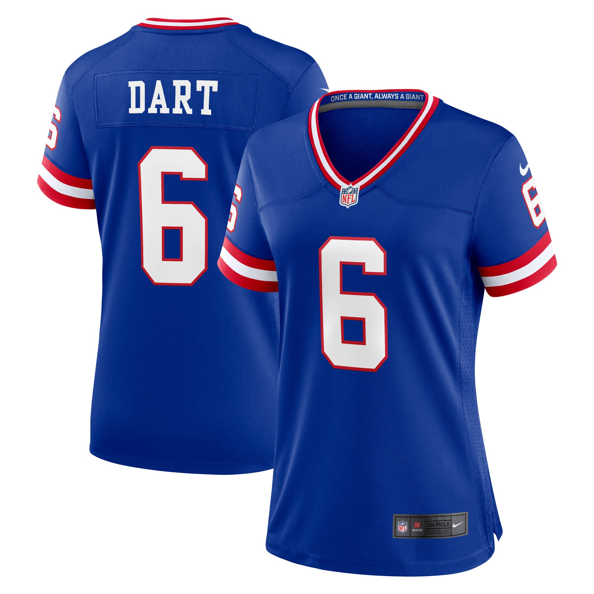 Jaxson Dart New York Giants Nike Women's Alternate Vintage White Game Jersey - White/Royal - Image 7
