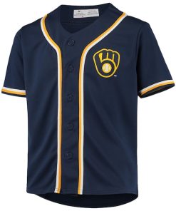 Alternative view of Youth Navy Milwaukee Brewers MLB Team Jersey