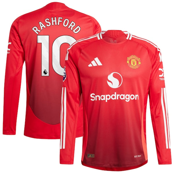 Marcus Rashford Manchester United 2024/25 Home Authentic Long Sleeve Player Jersey - Red - Image 2