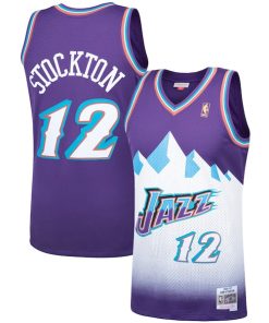 John Stockton Utah Jazz Hardwood Classics Swingman Jersey - Purple