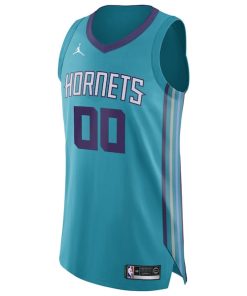Alternative view of Charlotte Hornets Jordan Brand Authentic Custom Jersey Teal - Icon Edition