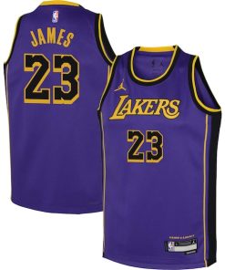 LeBron James Los Angeles Lakers Jordan Brand Youth Performance Swingman Jersey - Statement - Purple
