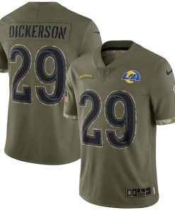 Eric Dickerson Los Angeles Rams 2022 Salute To Service Retired Player Limited Jersey - Olive