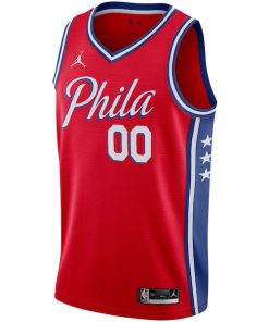 Alternative view of Philadelphia 76ers Jordan Brand Swingman Custom Jersey - Statement Edition - Red