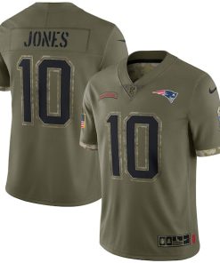 Mac Jones New England Patriots Nike 2022 Salute To Service Limited Jersey - Olive