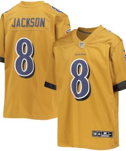 Lamar Jackson Baltimore Ravens Nike Youth Inverted Team Game Jersey - Gold