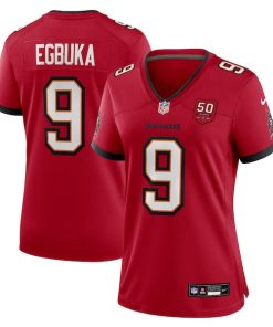 Alternative view of Emeka Egbuka Tampa Bay Buccaneers Nike Women's 50th Season Team Game Jersey - Red/Creamsicle/White