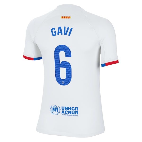 Gavi Barcelona Nike Youth 2023/24 Away Stadium Replica Player Jersey - White - Image 3