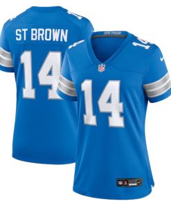 Alternative view of Amon-Ra St. Brown Detroit Lions Nike Women's Team Game Jersey - Blue/White