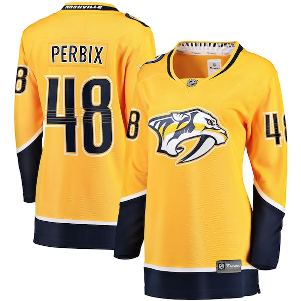 Nick Perbix Nashville Predators Women's Home Breakaway Jersey - Gold