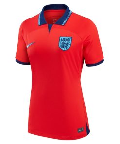 Alternative view of England National Team Nike Women's 2022/23 Away Breathe Stadium Replica Blank Jersey - Red