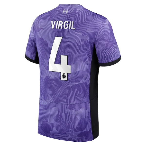 Virgil van Dijk Liverpool Nike 2023/24 Third Stadium Replica Player Jersey - Purple - Image 3