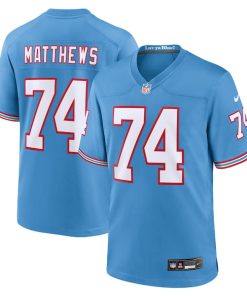 Bruce Matthews Tennessee Titans Nike Oilers Throwback Retired Player Game Jersey - Light Blue/Navy