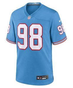 Alternative view of Jeffery Simmons Tennessee Titans Nike Oilers Throwback Alternate Game Player Jersey - Light Blue