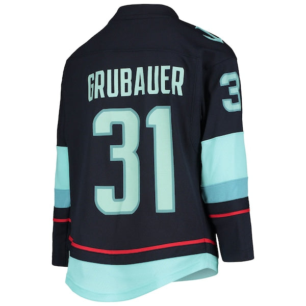 Philipp Grubauer Seattle Kraken Youth Home Replica Player Jersey - Deep Sea Blue - Image 3