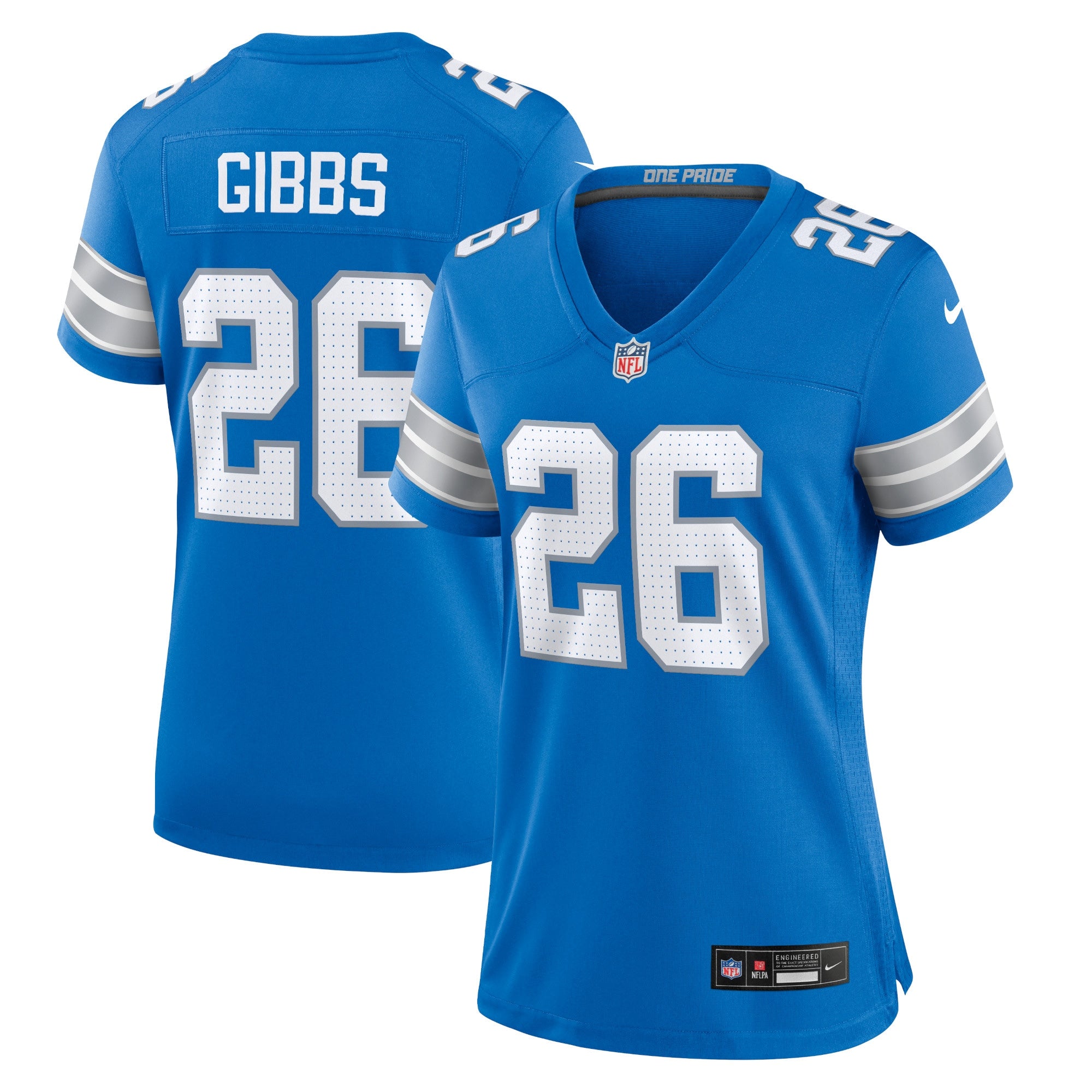 Jahmyr Gibbs Detroit Lions Nike Women's Game Jersey - White/Blue - Image 5