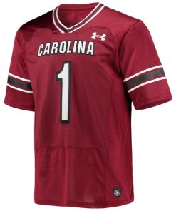 Alternative view of #1 South Carolina Gamecocks Under Armour Premiere Football Jersey - Garnet