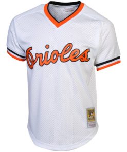 Alternative view of Cal Ripken Jr. Baltimore Orioles 1985 Authentic Cooperstown Collection Mesh Batting Practice Jersey - White