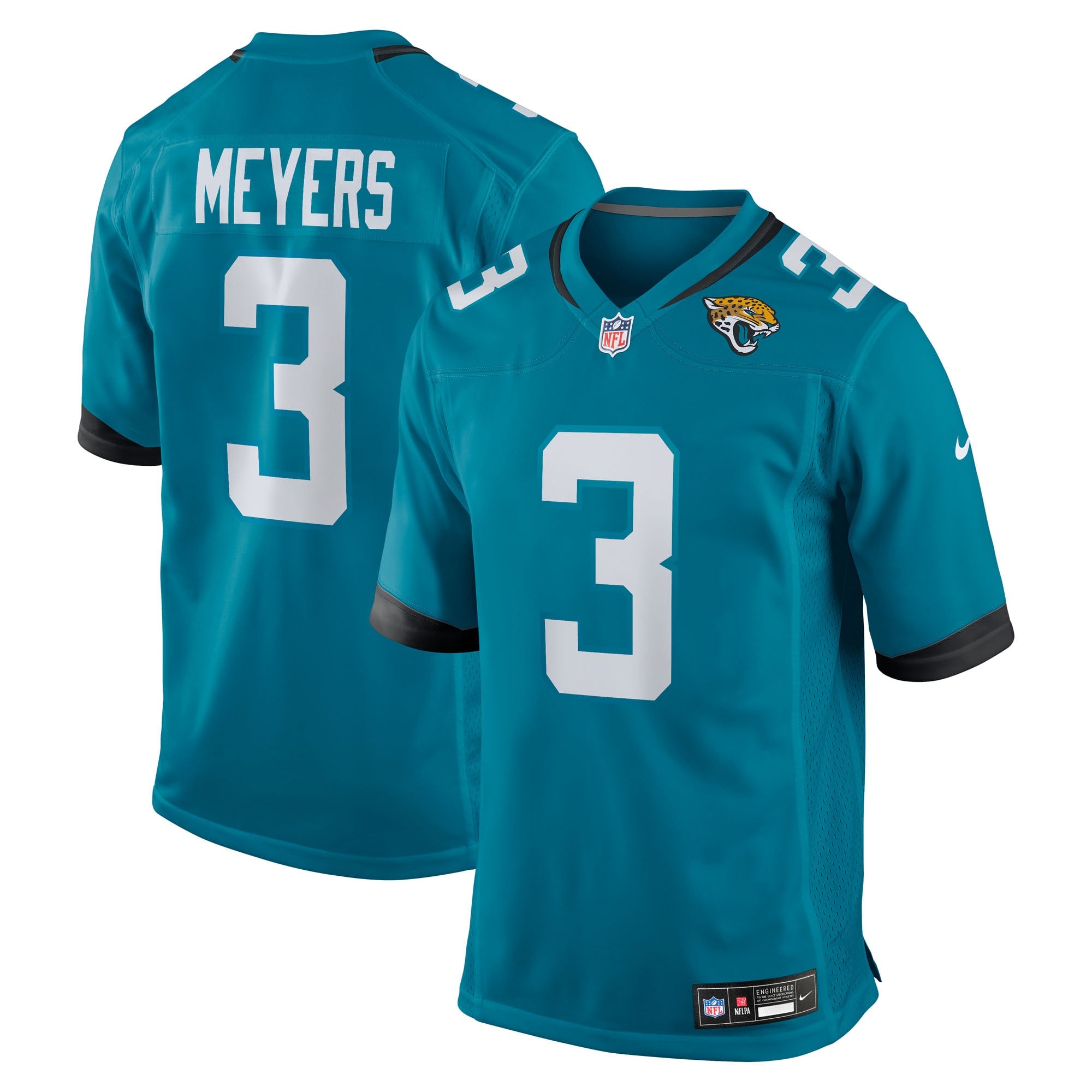 Jakobi Meyers Jacksonville Jaguars Nike Alternate Game Jersey - Black/Teal - Image 6