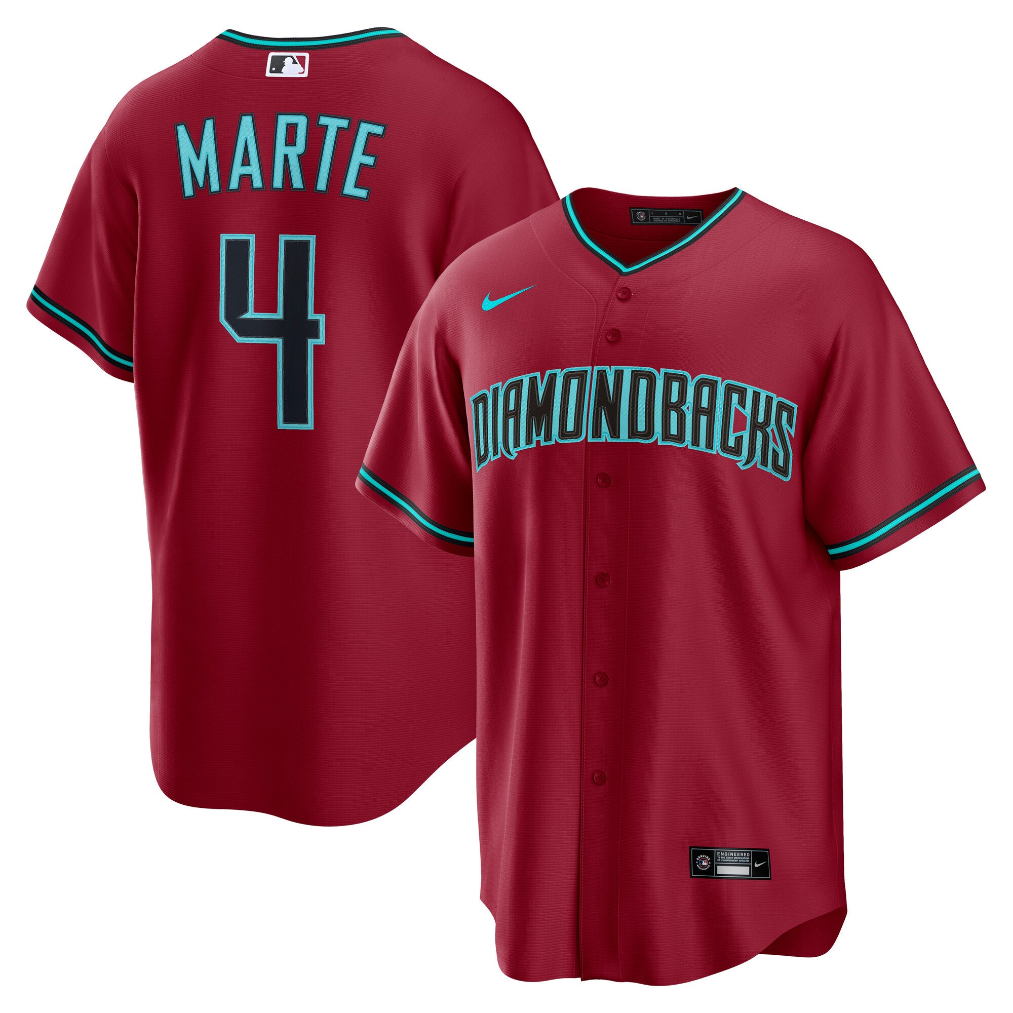 Ketel Marte Arizona Diamondbacks Nike Alternate Replica Jersey - Black/Crimson - Image 4