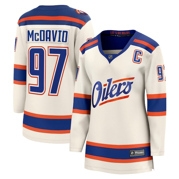 Connor McDavid Edmonton Oilers Women's Alternate Breakaway Jersey - Light Beige/Royal - Image 6