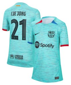 Frenkie de Jong Barcelona Nike Youth 2023/24 Third Replica Jersey - Aqua