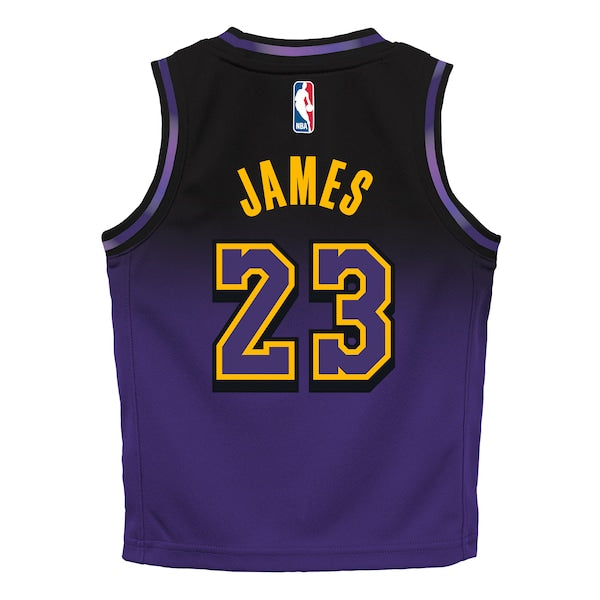 LeBron James Los Angeles Lakers Nike Preschool 2024/25 Swingman Player Jersey - City Edition - Purple - Image 3
