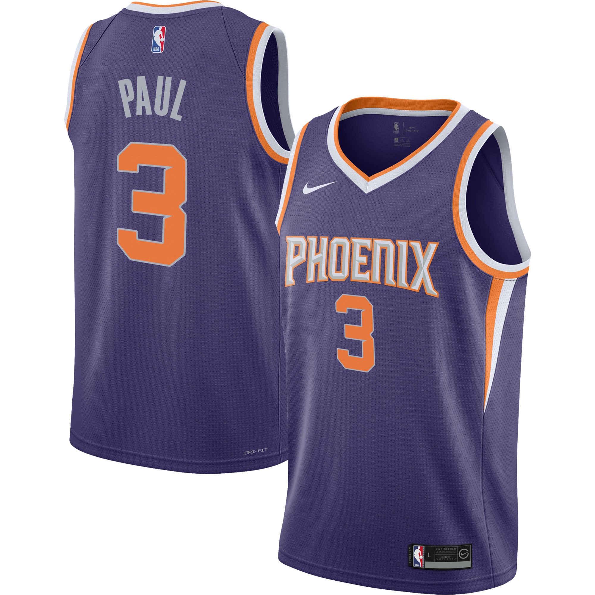 Chris Paul Phoenix Suns Nike Youth Swingman Jersey - Association Edition - White/Purple - Image 6