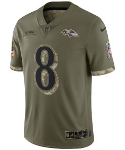 Alternative view of Lamar Jackson Baltimore Ravens Nike 2022 Salute To Service Limited Jersey - Olive