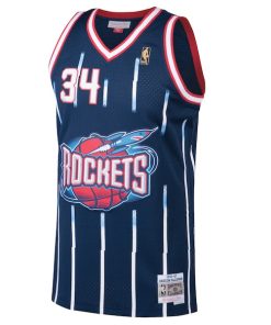 Alternative view of Hakeem Olajuwon Houston Rockets 1996/97 Hardwood Classics Swingman Jersey - Navy